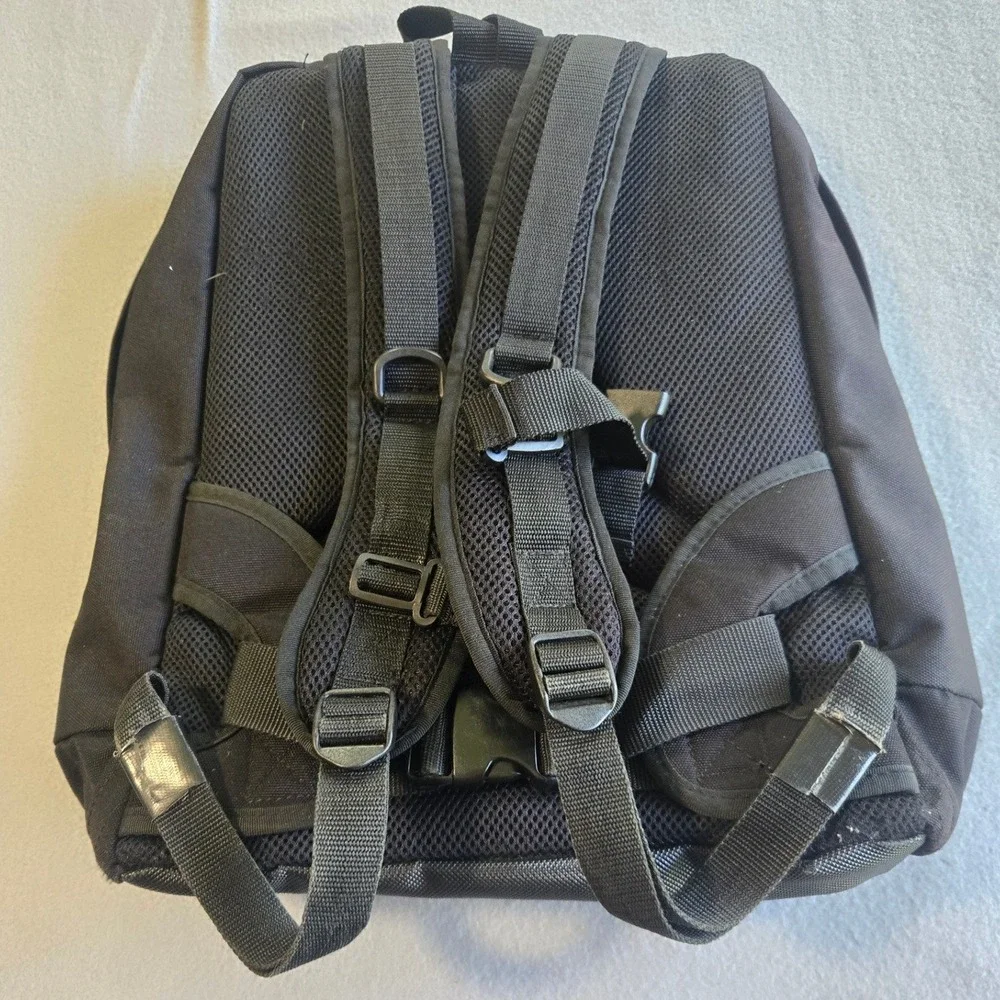 Unbranded Backpack Mens OS Black Canvas Utility‎ Multi Pocket Padded Straps